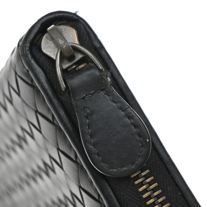 Bottega Veneta Intrecciato Long Zip  Wallet Leather, BLACK, LEATHER, Wallets