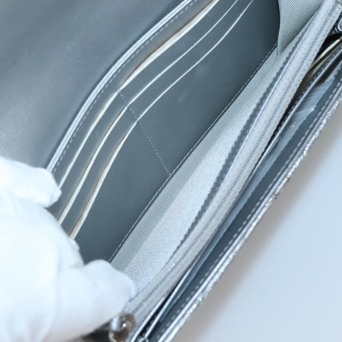 Chanel L-Flap Wallet Chevron Patent, SILVER, PATENT_LEATHER, Wallets