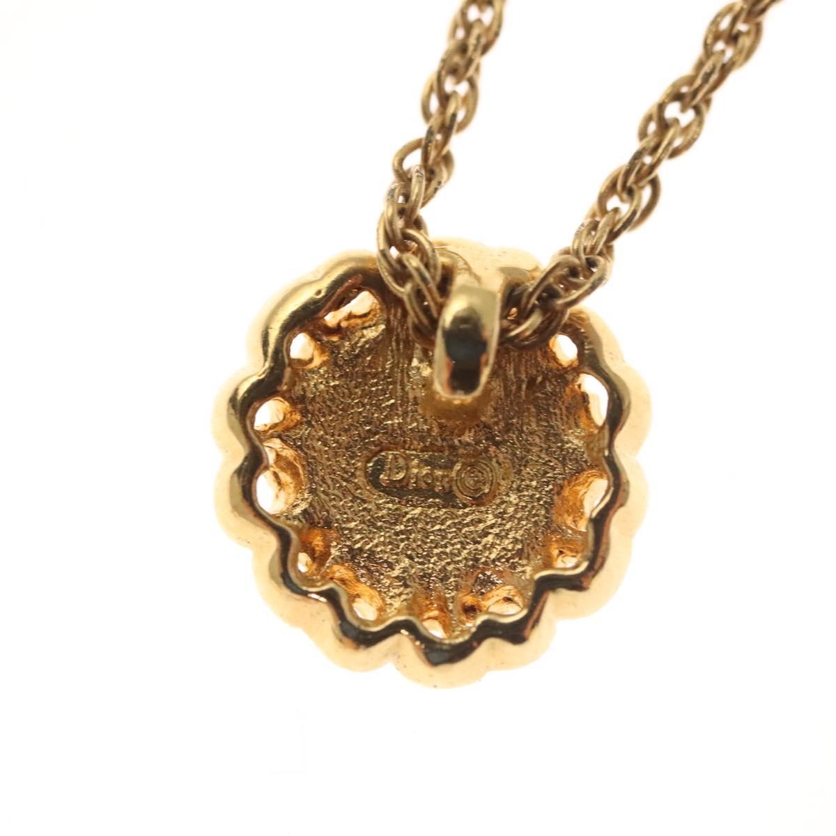 Christian Dior CD Round Pendant Necklace Metal, GOLD, METAL, Necklace