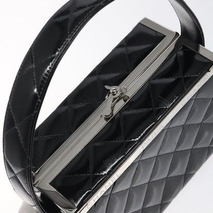 Chanel Vintage Metal Box Bag Quilted patent, Black, Patent Leather, Handbag