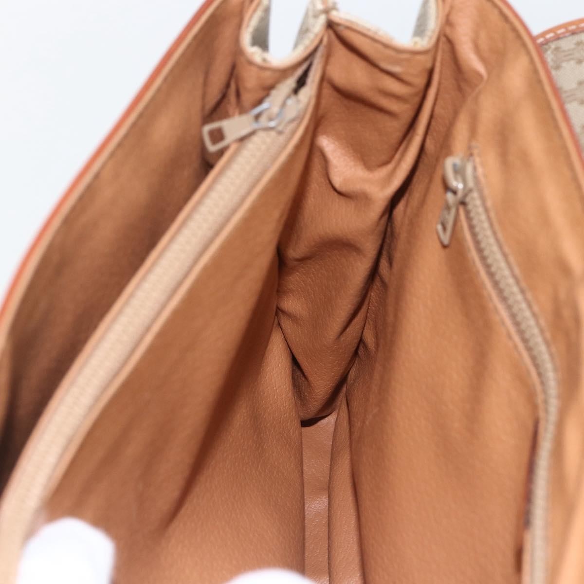 Celine Vintage Macadam Handbag Canvas and Leather, BEIGE, CANVAS, Handbag