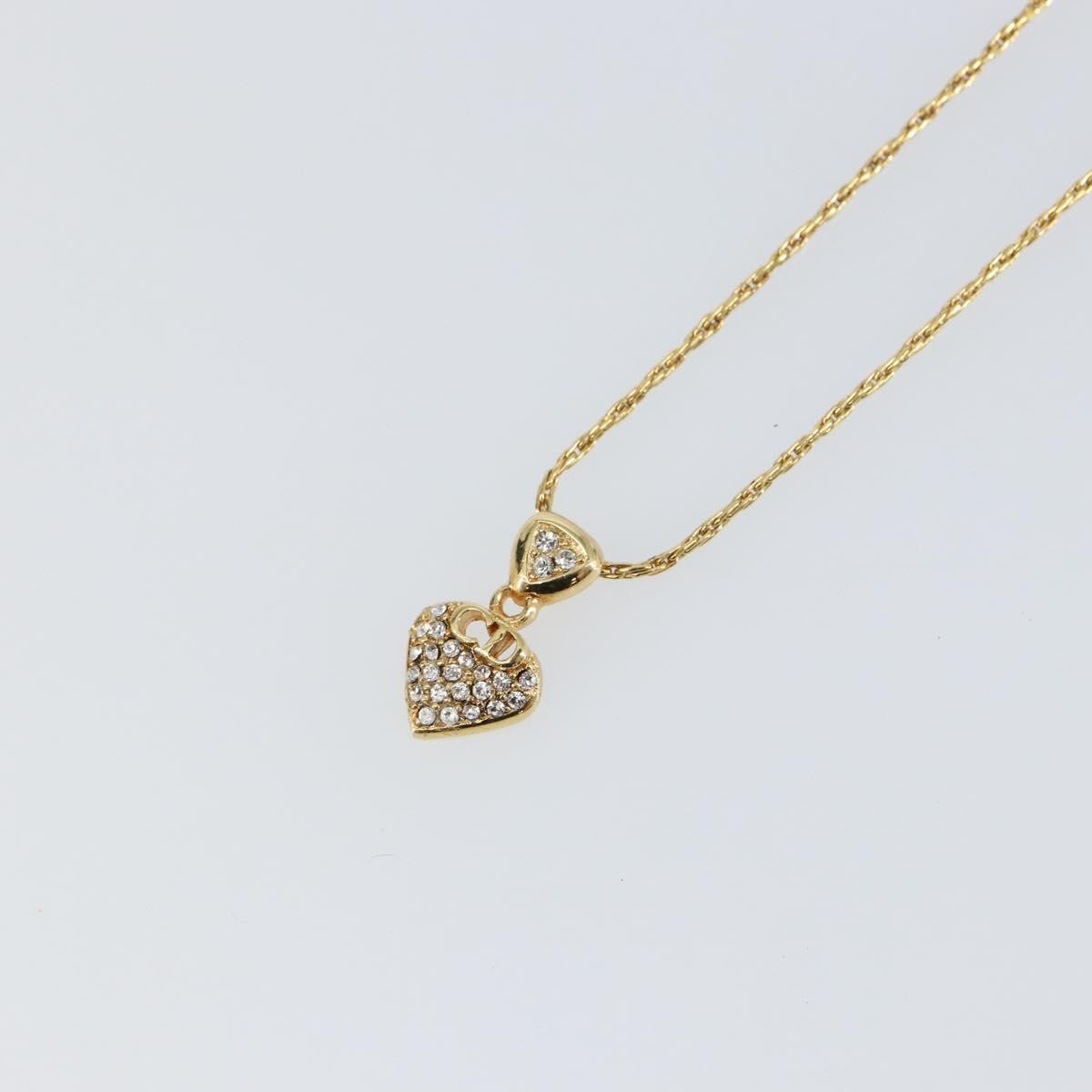 Christian Dior CD Pendant Necklace Metal and Crystals, GOLD, METAL, Necklace