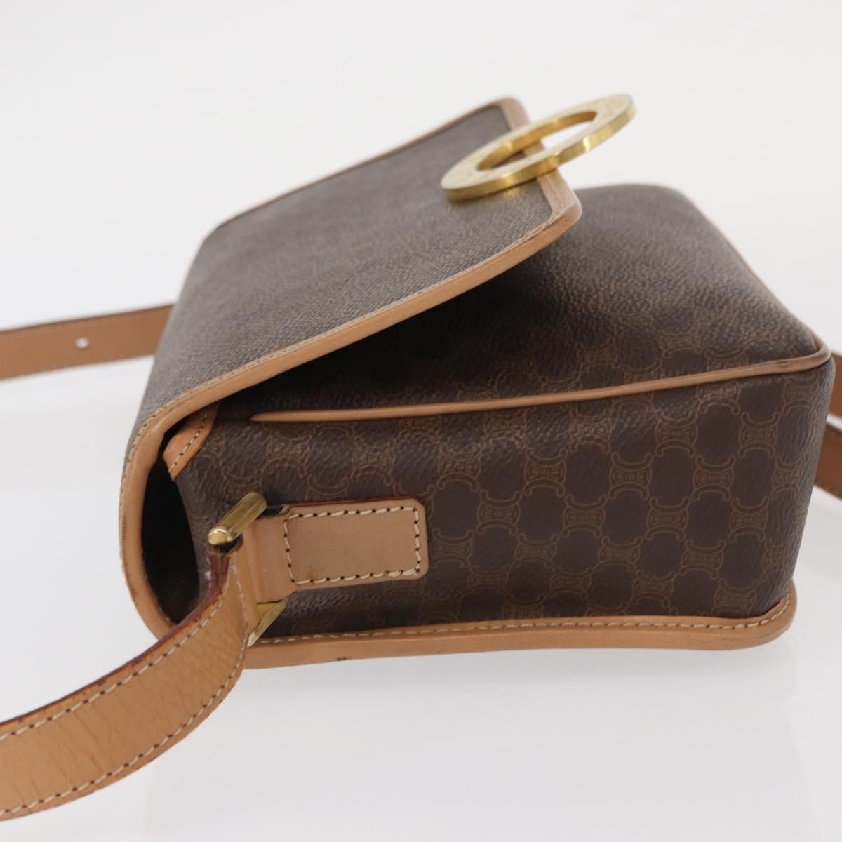 Celine Vintage Macadam Shoulder Bag Canvas and Leather, BROWN, CANVAS, Shoulder bag