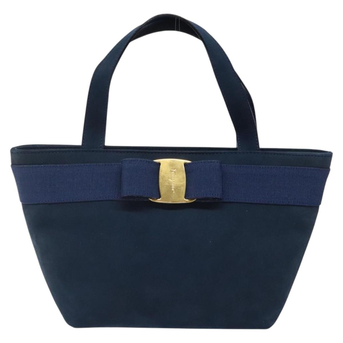 Salvatore Ferragamo Vala Handbag Suede, BLUE, SUEDE, Handbag