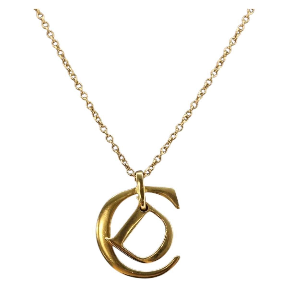 Christian Dior CD Pendant Necklace Metal, GOLD, METAL, Necklace