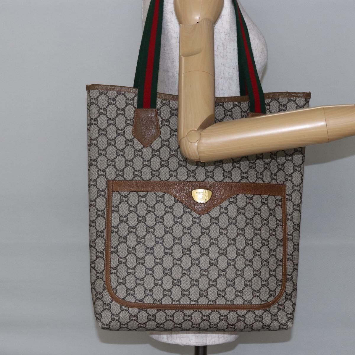 Gucci Vintage Web Strap Tote GG Coated Canvas, BEIGE, CANVAS, Tote bag