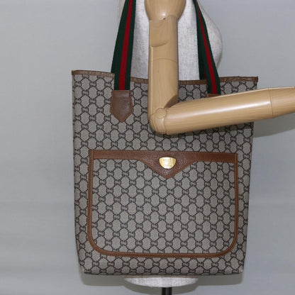 Gucci Vintage Web Strap Tote GG Coated Canvas, BEIGE, CANVAS, Tote bag