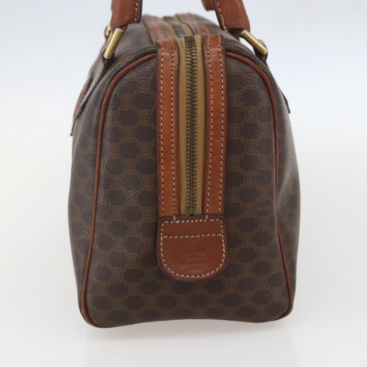 Celine Boston Bag Triomphe Coated Canvas, BROWN, CANVAS, Handbag