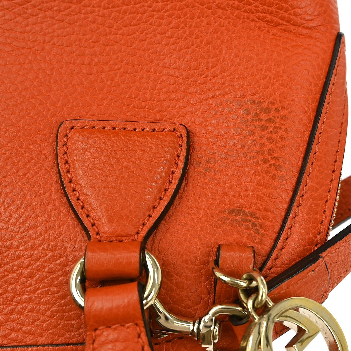 Gucci Convertible Dome Satchel Leather, ORANGE, LEATHER, Handbag