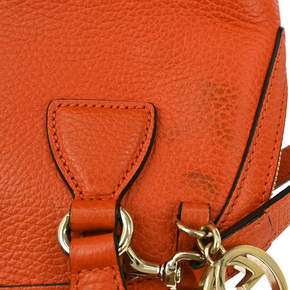 Gucci Convertible Dome Satchel Leather, ORANGE, LEATHER, Handbag