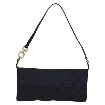 Salvatore Ferragamo Gancini handbag Canvas, NAVY, CANVAS, Handbag