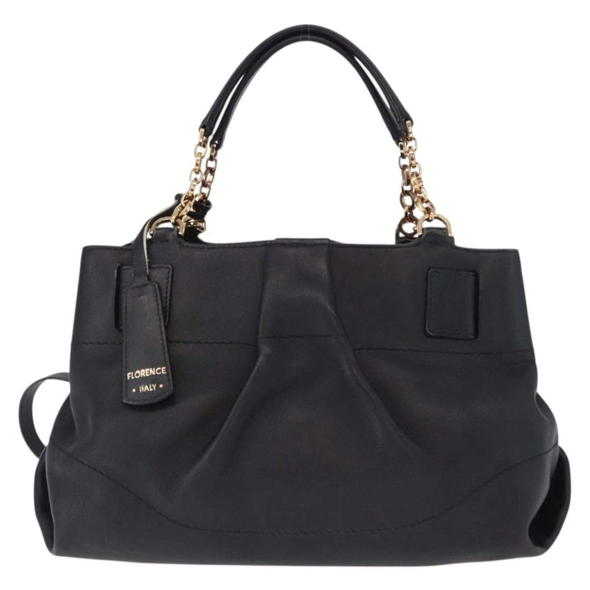 Salvatore Ferragamo W Chain Tote Leather, BLACK, LEATHER, Tote bag