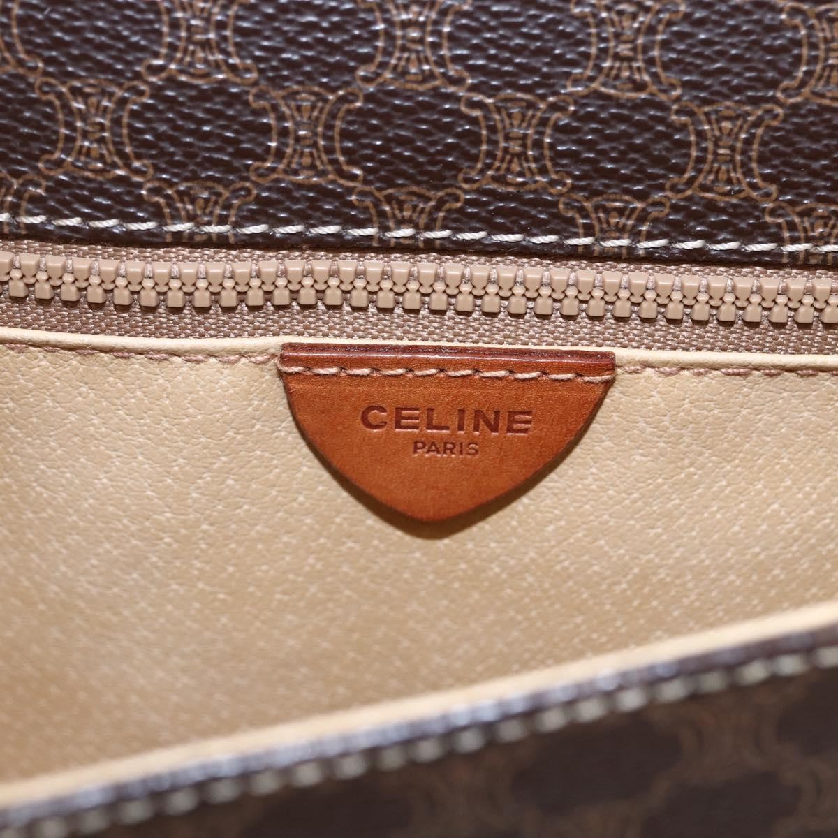 Celine Vintage Macadam Shoulder Bag Canvas and Leather, BROWN, CANVAS, Shoulder bag