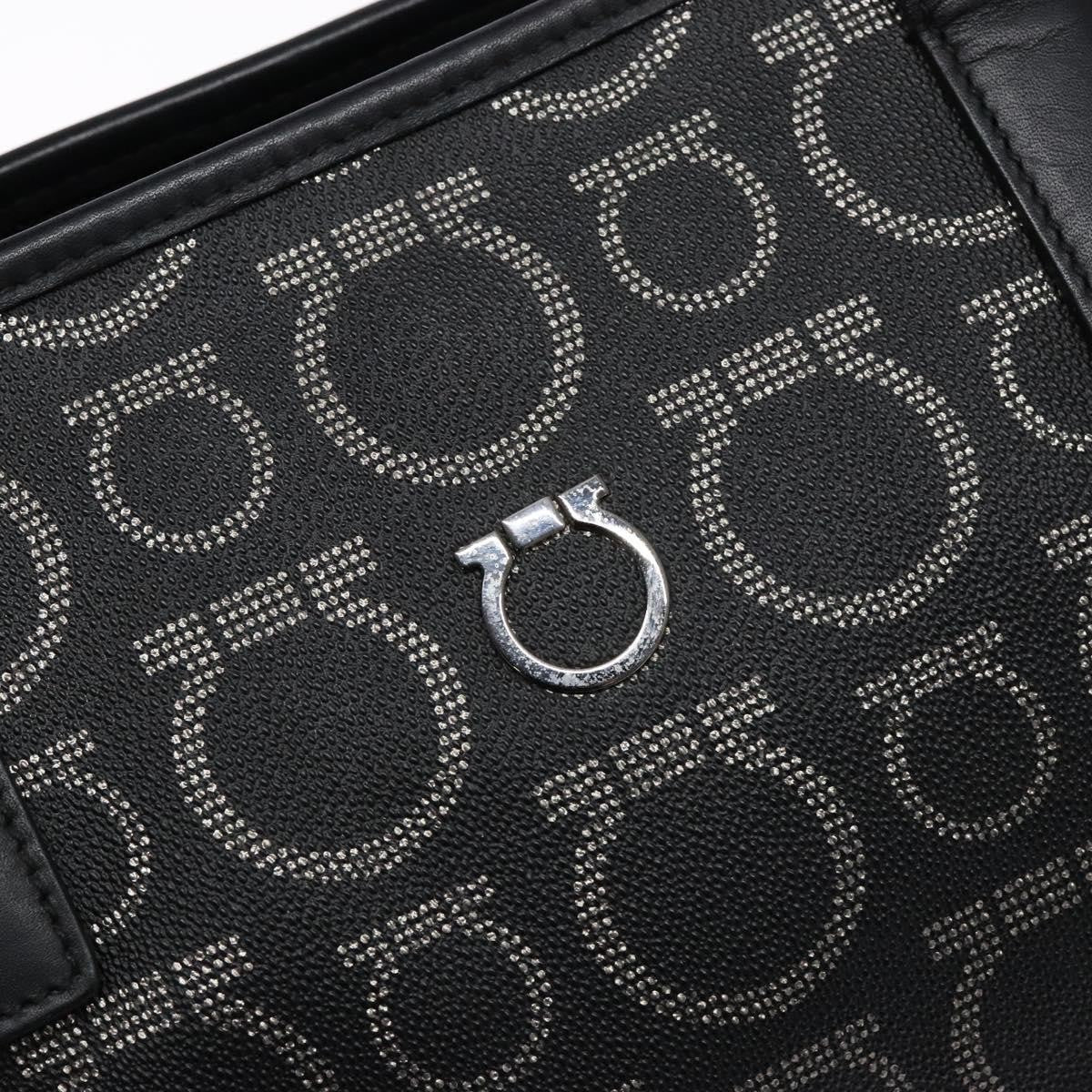 Salvatore Ferragamo Gancini Tote PVC Leather, BLACK, PVC, Tote bag