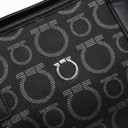 Salvatore Ferragamo Gancini Tote PVC Leather, BLACK, PVC, Tote bag