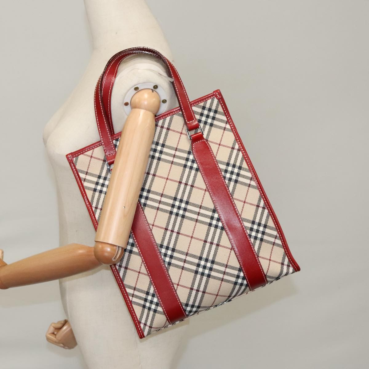 Burberry Nova Check Tote Canvas and Leather, BEIGE, CANVAS, Tote bag
