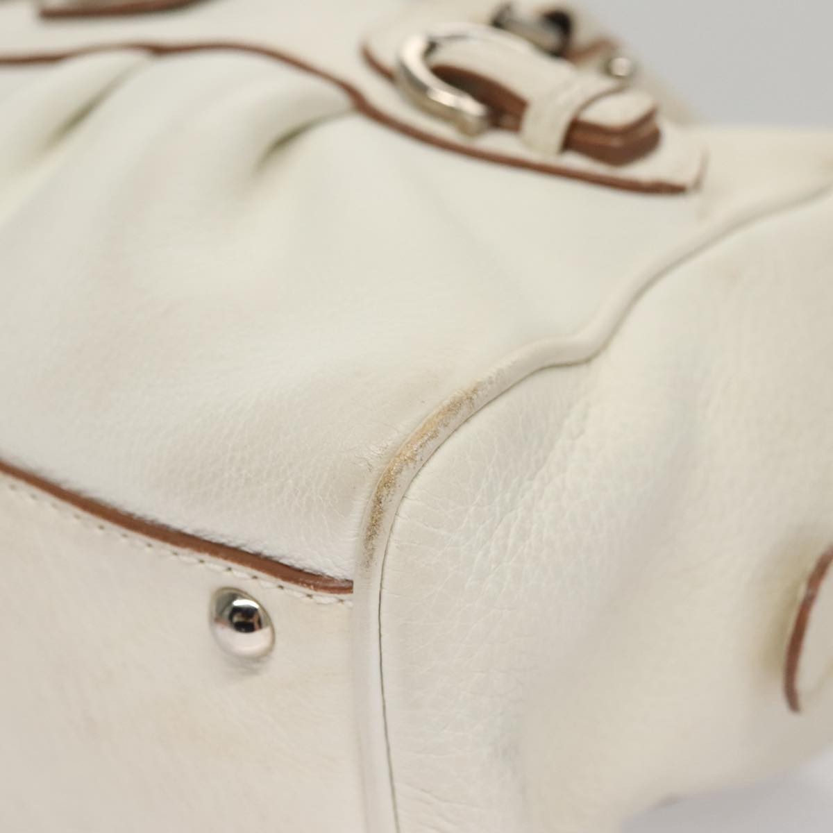 Salvatore Ferragamo Gancini Buckle Shoulder Bag Leather, WHITE, LEATHER, Handbag
