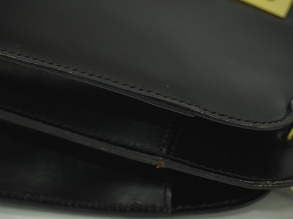 Celine Gancini Handbag Leather, BLACK, LEATHER, Handbag