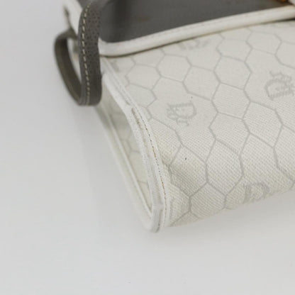 Christian Dior Vintage Honeycomb Shoulder Bag Canvas and Leather, WHITE, CANVAS, Shoulder bag
