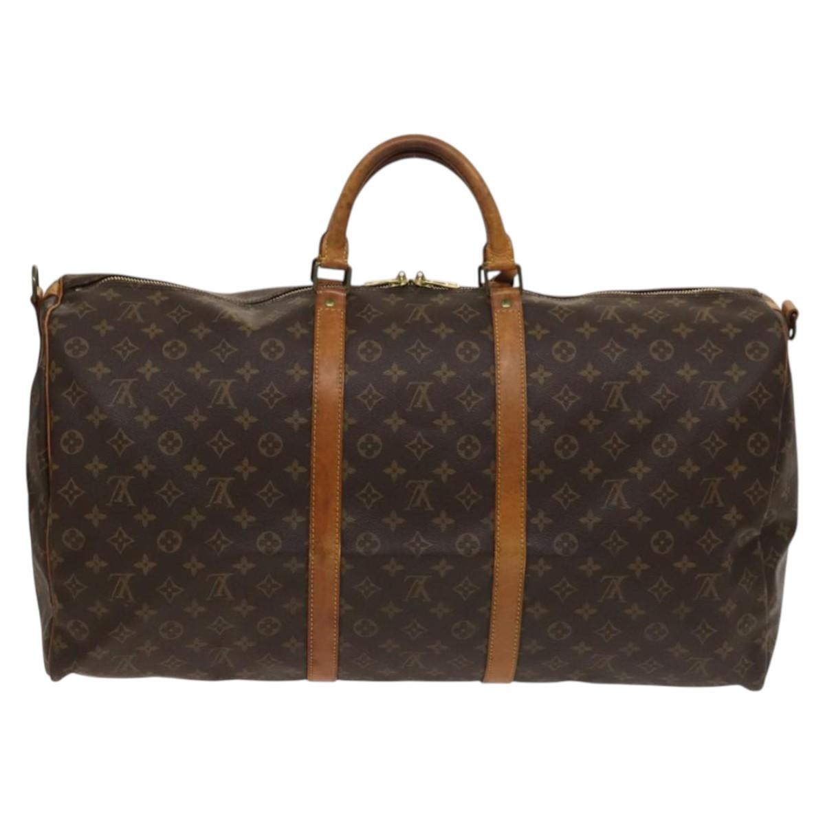 Louis Vuitton Keepall Bandouliere Bag Monogram Canvas, BROWN, CANVAS, Travel bag