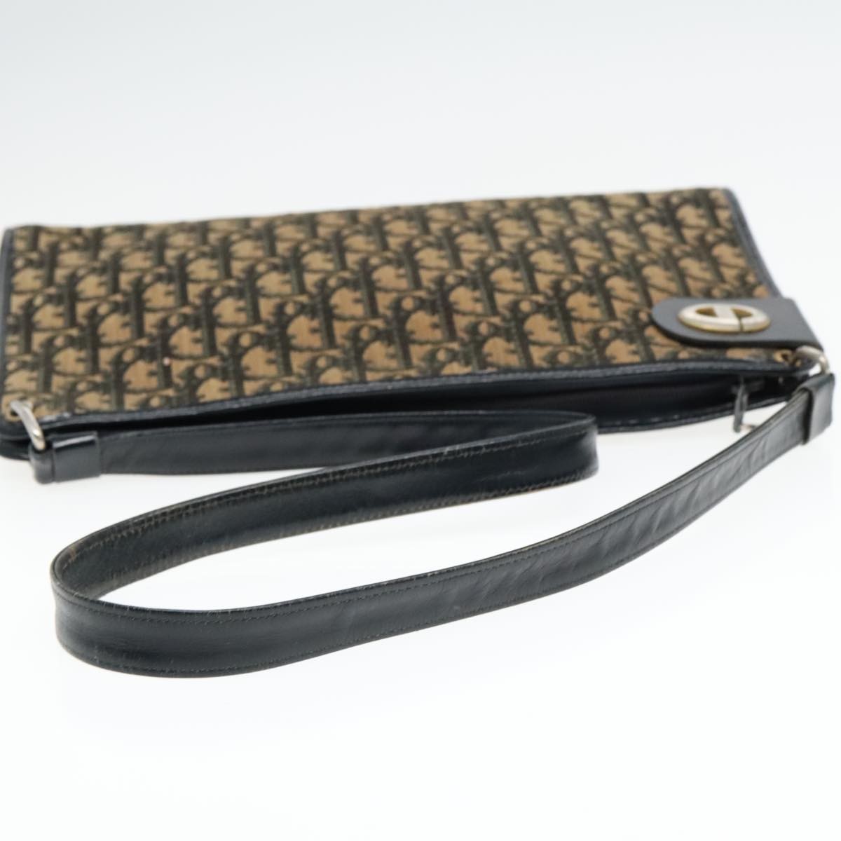 Christian Dior Vintage Trotter Shoulder Bag Canvas, NAVY, CANVAS, Shoulder bag