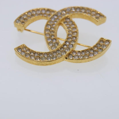 Chanel CC Brooch Metal with Crystals, GOLD, METAL, Brooch
