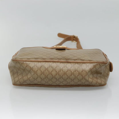 Celine Vintage Macadam Shoulder Bag Canvas and Leather, Beige, Canvas, Shoulder Bag