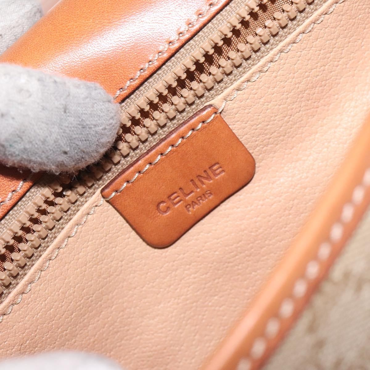 Celine Vintage Macadam Shoulder Bag Canvas, BEIGE, PVC, Shoulder bag