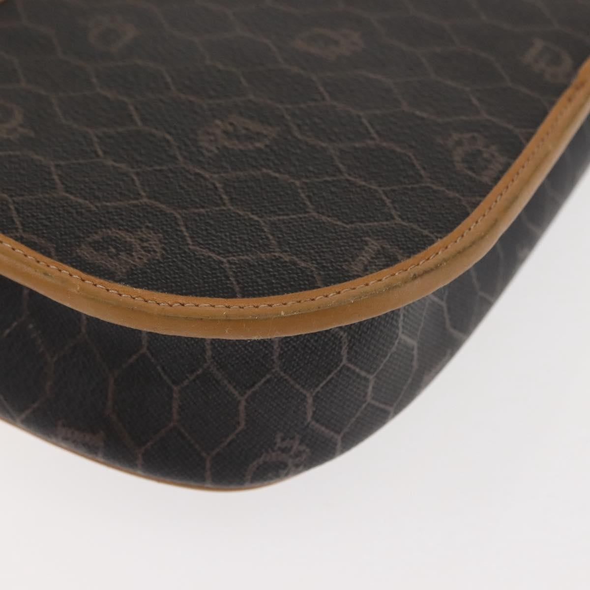 Christian Dior Vintage Honeycomb Shoulder Bag Canvas and Leather, BROWN, CANVAS, Shoulder bag