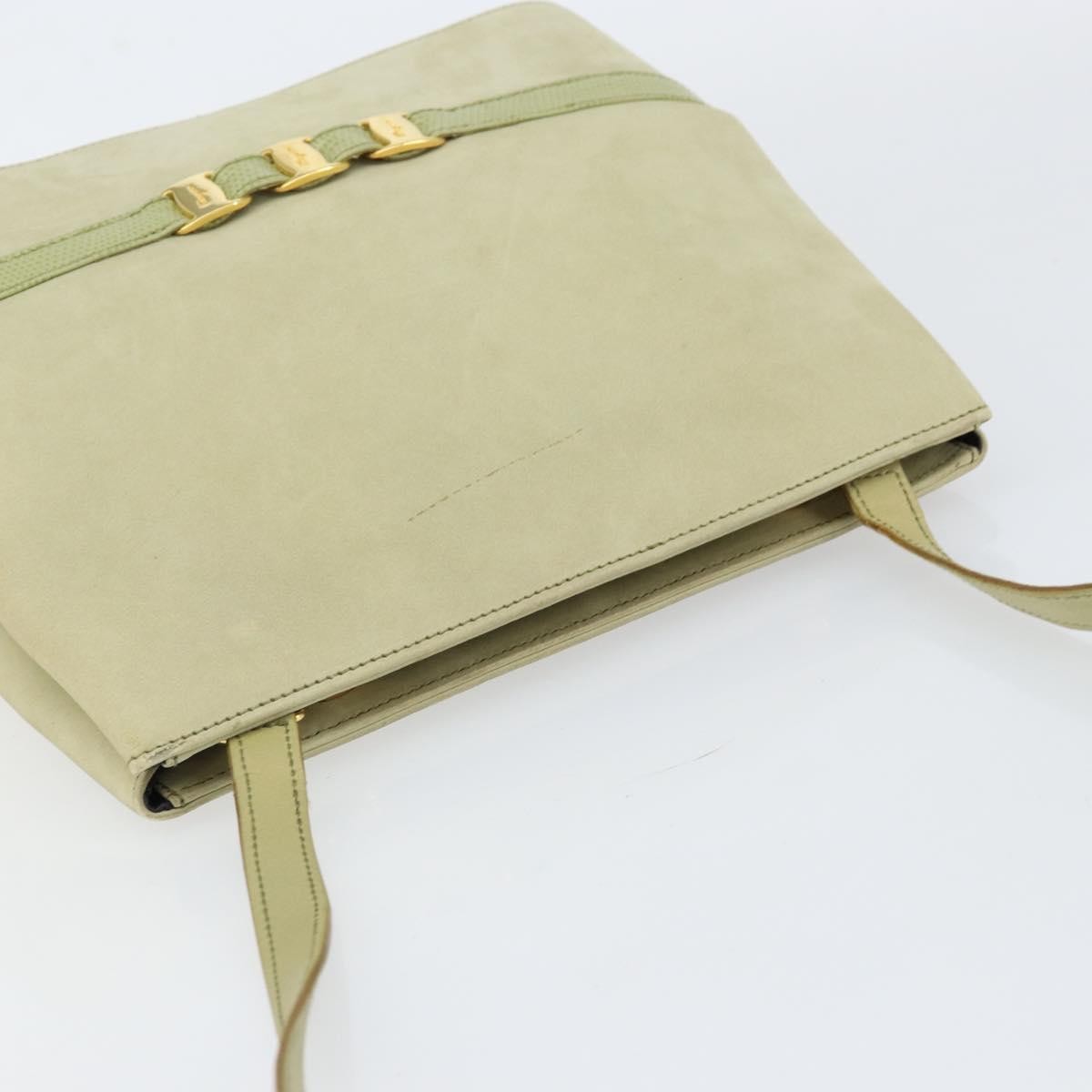 Salvatore Ferragamo Vala Shoulder Bag Suede, GREEN, SUEDE, Shoulder bag