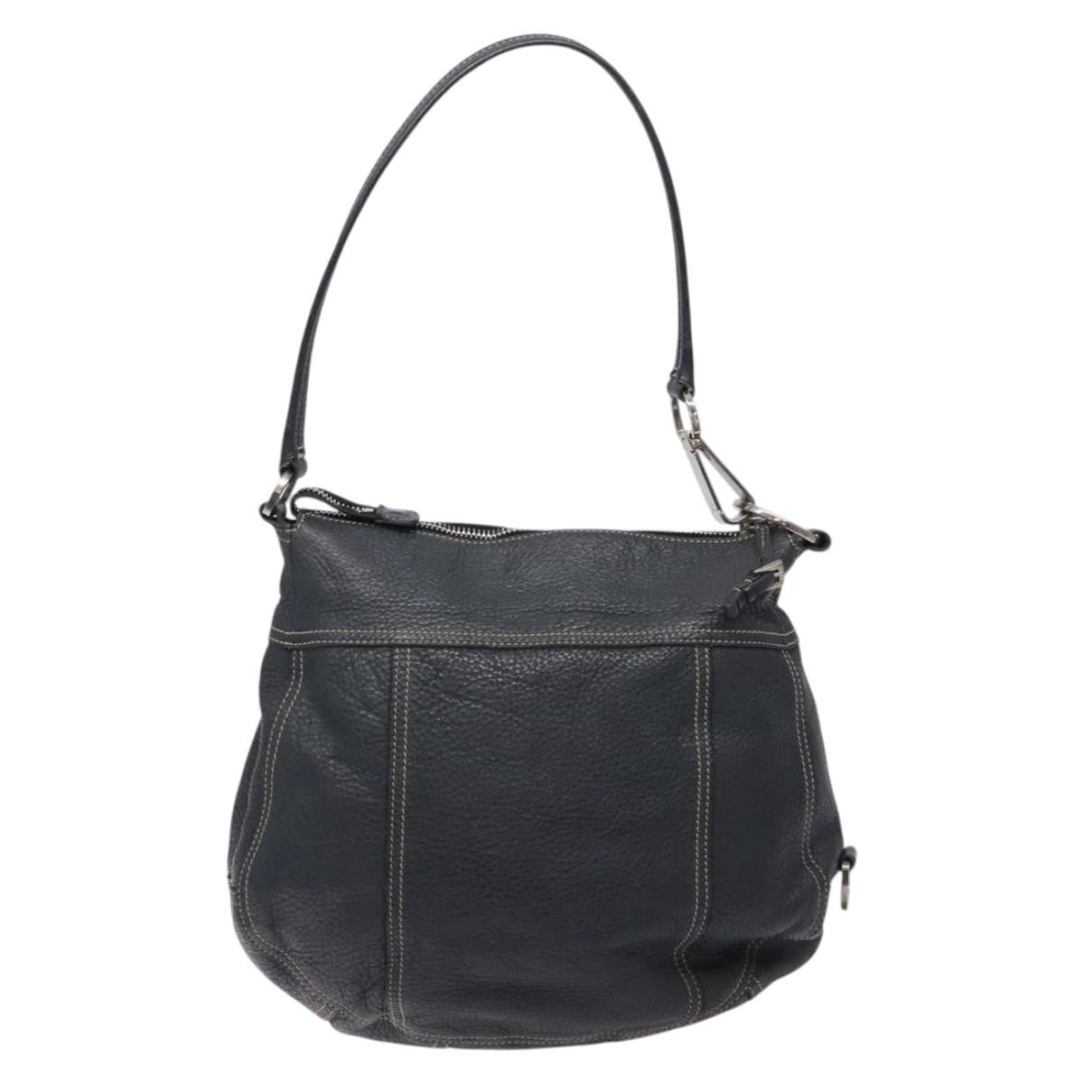 Prada Vintage Shoulder Bag Leather, NAVY, LEATHER, Shoulder bag