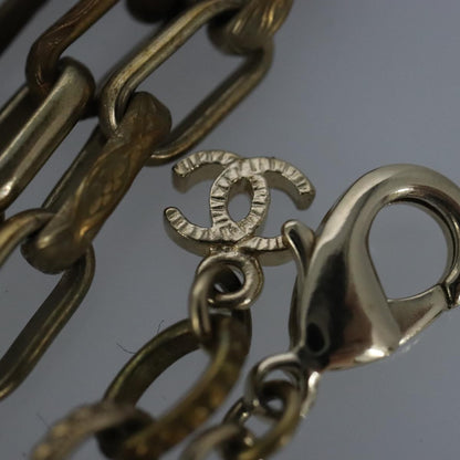 Chanel Vintage Double Strand CC Pendant Necklace Metal with Crystals, GOLD, METAL, Necklace