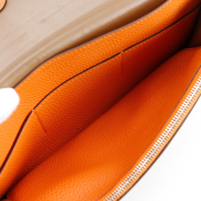 Hermes Dogon Duo Combined Wallet Leather, BROWN, LEATHER, Wallets