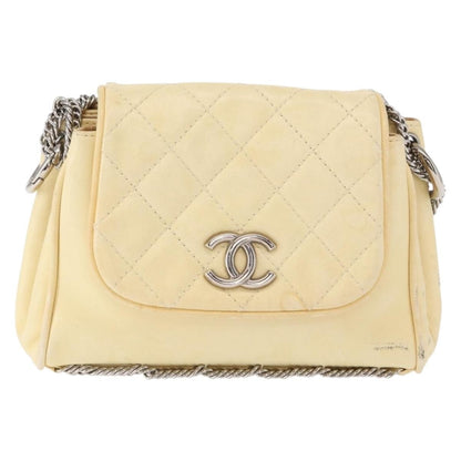 Chanel Matelasse Chain Shoulder Bag Leather, IVORY, LEATHER, Shoulder bag