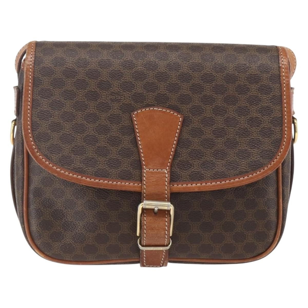Celine Macadam Shoulder Bag PVC Leather, BROWN, PVC, Shoulder bag