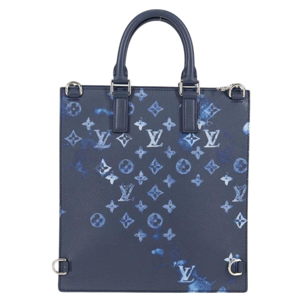Louis Vuitton Sac Plat Zipped Bag Limited Edition Monogram Ink Watercolor Leather, BLUE, CANVAS, Tote bag