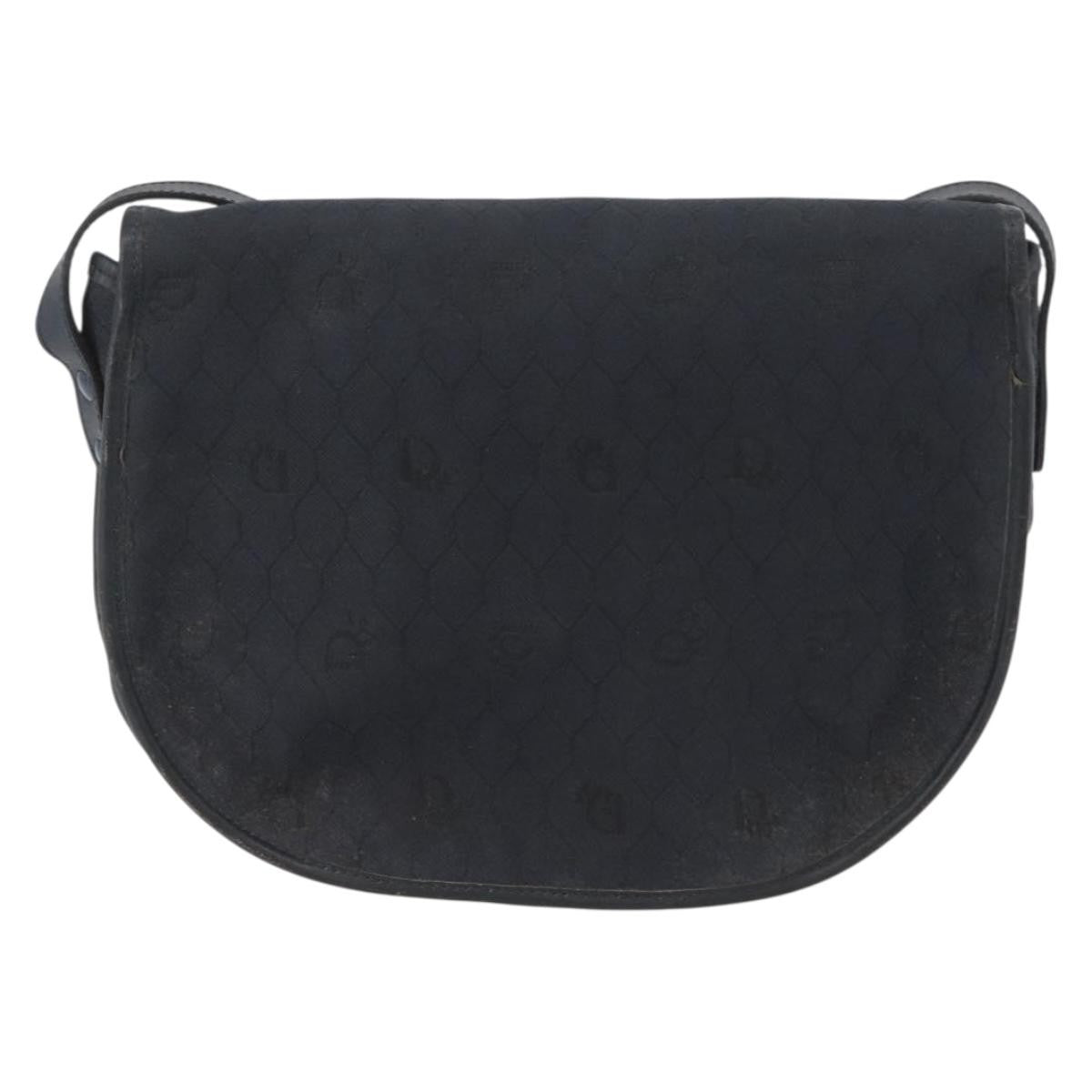 Christian Dior Vintage Honeycomb Flap Crossbody Bag Canvas and Leather, BLACK, CANVAS, Shoulder bag