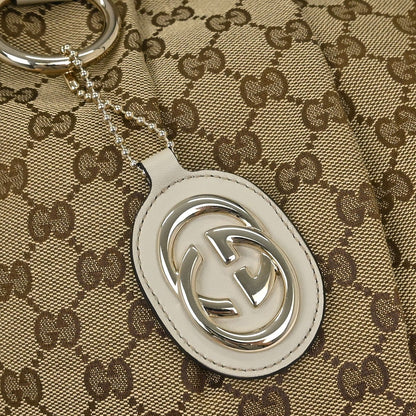 Gucci Sukey Hobo GG Canvas with Leather, BEIGE, CANVAS, Handbag