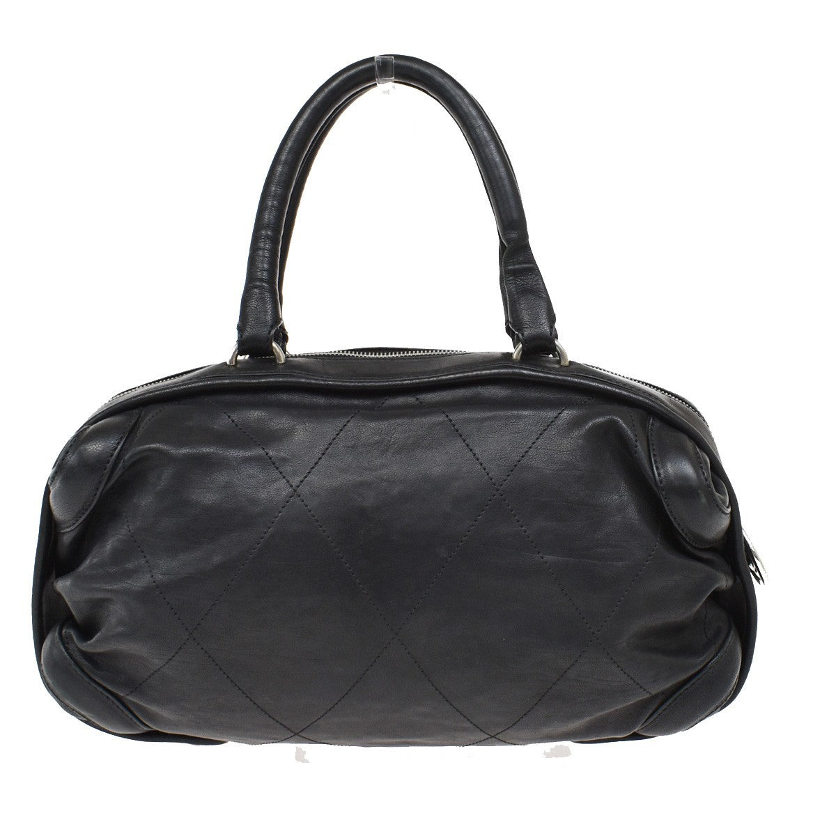 Chanel Coco Bowling Bag Quilted Leather, BLACK, LEATHER, Handbag