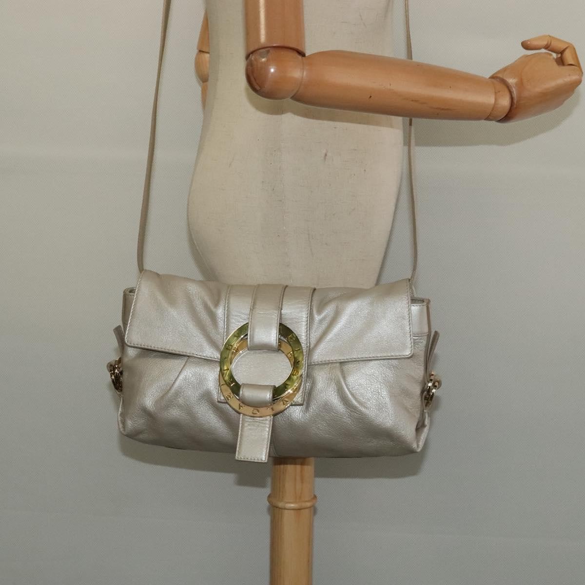Bvlgari Chandra Flap Shoulder Bag Leather, SILVER, LEATHER, Shoulder bag