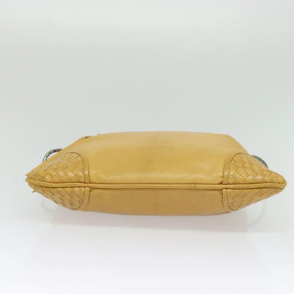 Bottega Veneta Chain Link Shoulder Bag Leather with Intrecciato, YELLOW, LEATHER, Shoulder bag