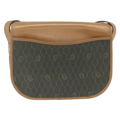 Christian Dior Vintage Honeycomb Flap Crossbody Bag Canvas and Leather, KHAKI, CANVAS, Shoulder bag