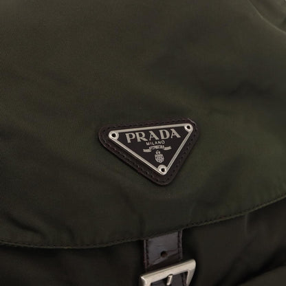 Prada Double Front Pocket Backpack Tessuto, Khaki, Nylon, Backpack