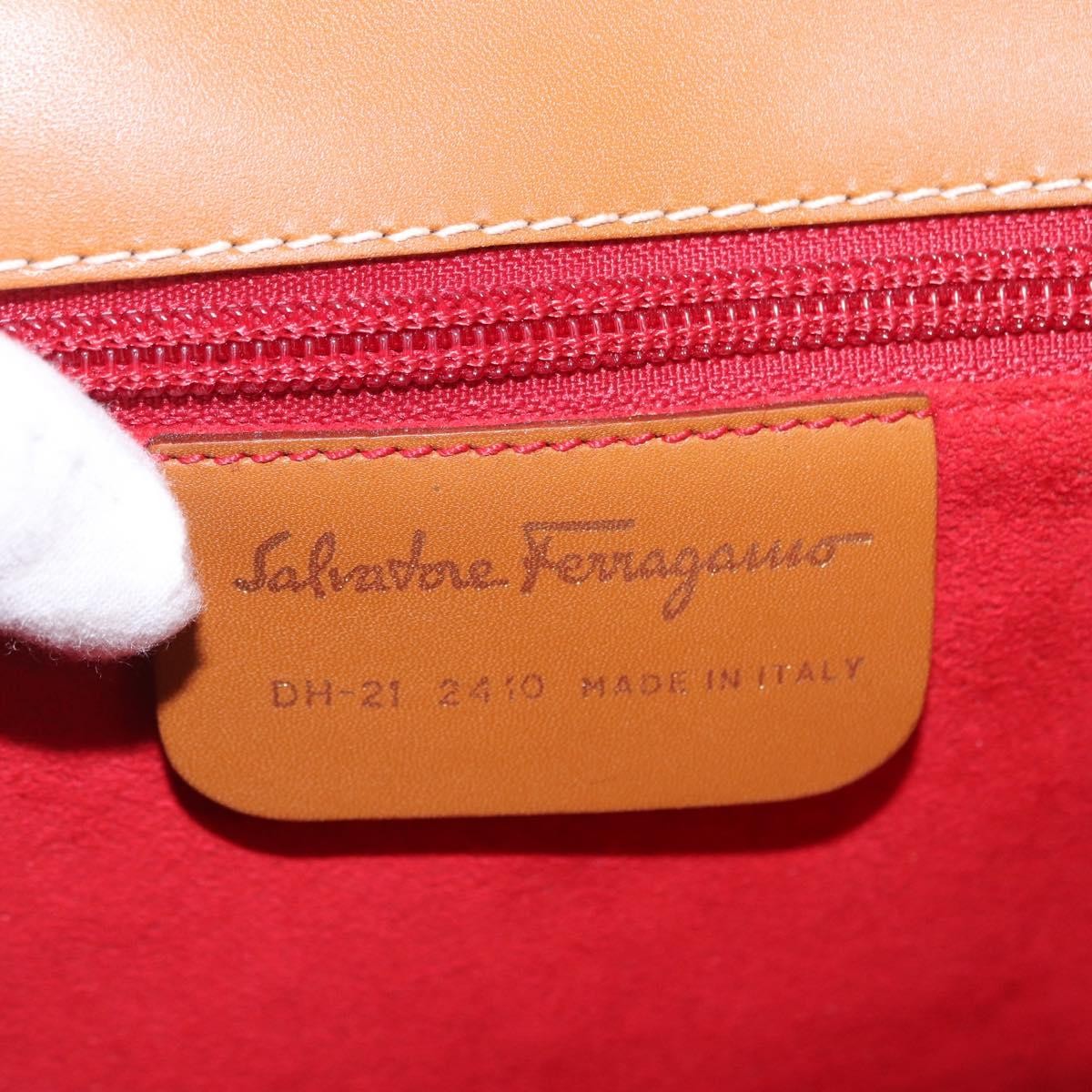 Salvatore Ferragamo Gancini handbag Leather, BROWN, LEATHER, Handbag