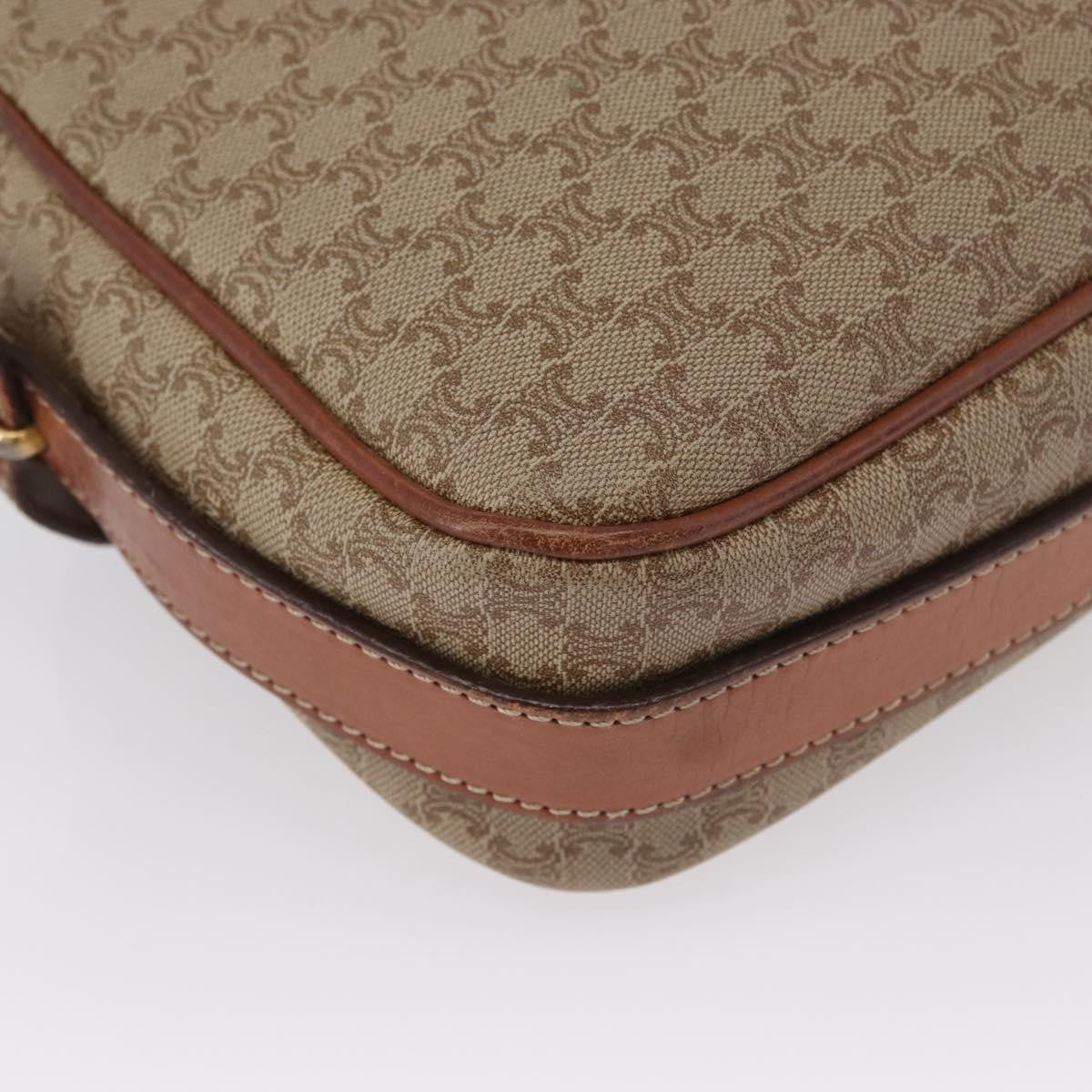 Celine Vintage Macadam Shoulder Bag Canvas and Leather, BEIGE, CANVAS, Shoulder bag