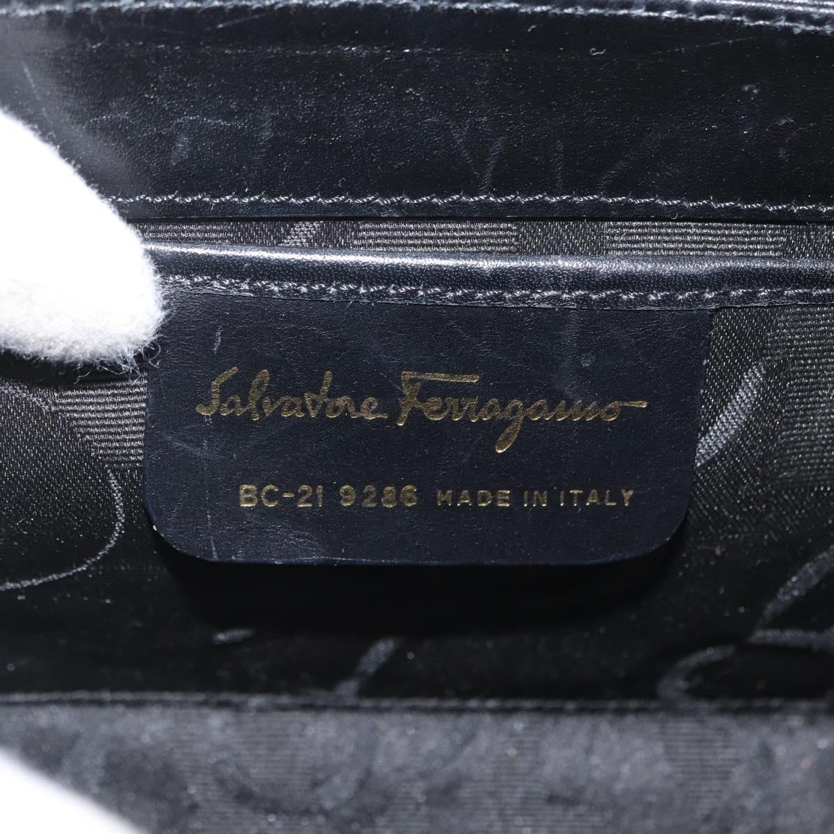 Salvatore Ferragamo Vintage Handbag Leather, BLACK, LEATHER, Handbag