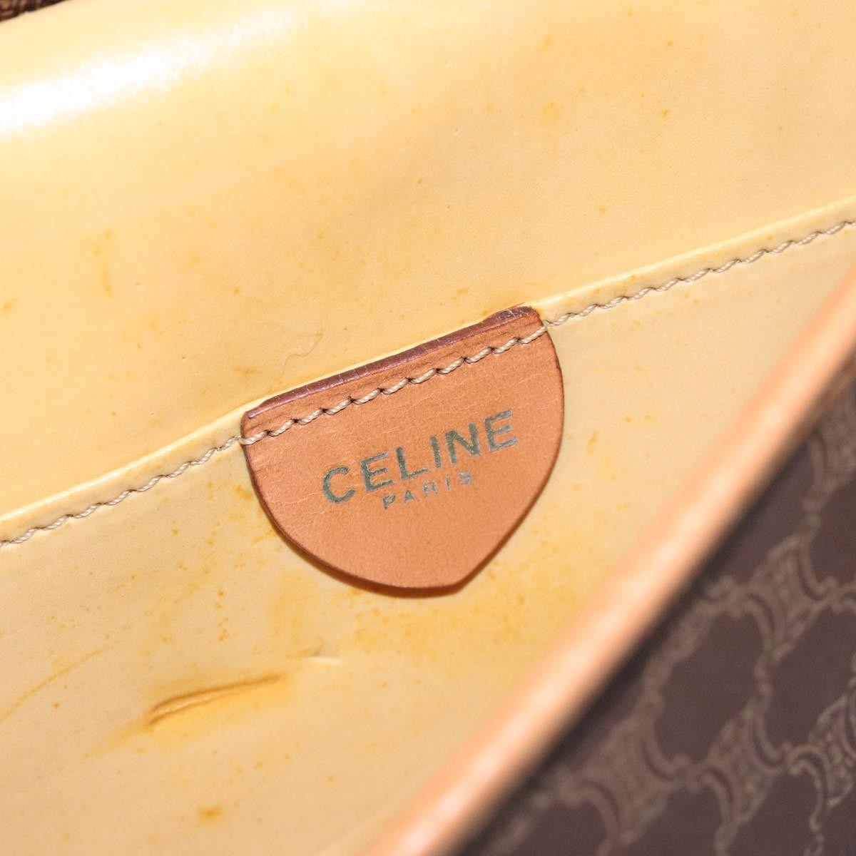 Celine Vintage Macadam Shoulder Bag Canvas and Leather, Brown, Canvas, Shoulder Bag