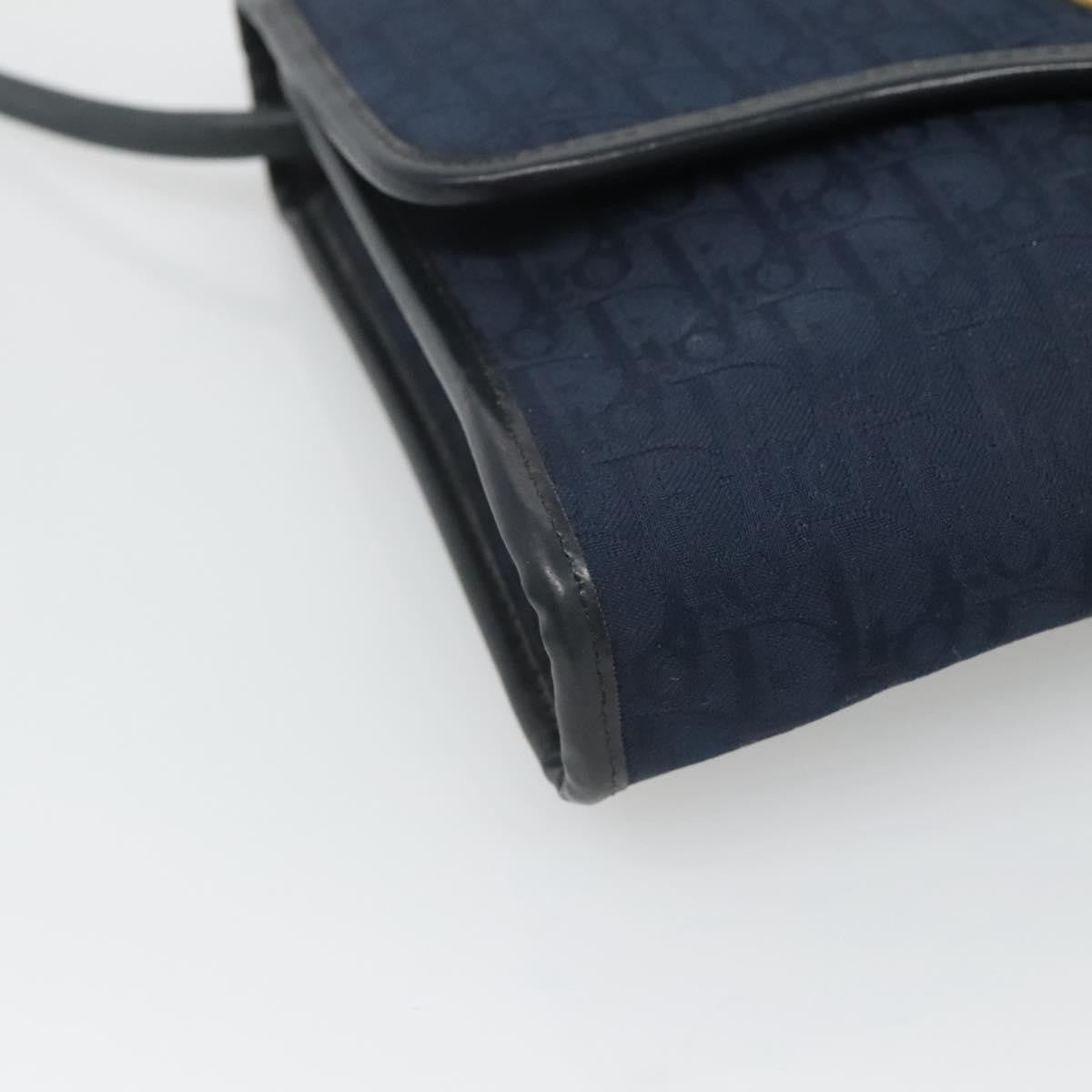 Christian Dior Vintage Trotter Flap Shoulder Bag Canvas, NAVY, CANVAS, Shoulder bag