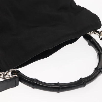 Gucci Vintage Bamboo Shoulder Bag Nylon, BLACK, NYLON, Shoulder bag