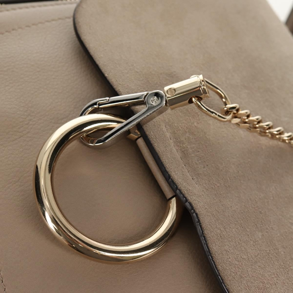 Chloe Faye Backpack Leather and Suede, BEIGE, LEATHER, Backpack